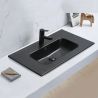 Waschbecken, Mattschwarz, 81x46 cm, Einbaumontage, mit Armaturloch, Basco