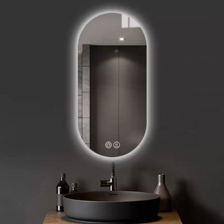 LED-Spiegel, Anti-Beschlag, Touch, 5 mm, 3 Lichtfarben, Einstellbare Helligkeit, Maße 50x100-40x120 cm, Victoria
