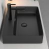 Waschbecken, Mattschwarz, 60x42 cm, Wandhängende oder Aufsatzmontage, mit Hahnloch, Sanitärkeramik, Mino