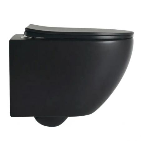 Wandhängendes WC, Mattschwarz, Power Color, Rimless, 49x37 cm, Duroplast-Deckel, Sanitärkeramik, Ben