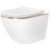Wandhängendes WC, Weiß Gold Line, Rimless, 49x36 cm, Duroplast-Deckel, Sanitärkeramik, Ben