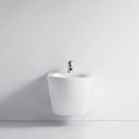 Bidet Ben, Glänzend Weiß, 49x36 cm, Wandmontage, Sanitärkeramik