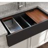 Doppel-Küchenspüle, Frontschürze, offen, Farmouse-Stil, Einbau, 91x48 cm, Anthrazit Matt, Royalty Line by Ego, Nikos