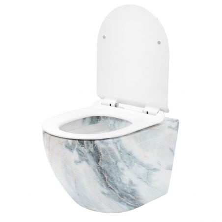 Wandhängendes WC, Granit Glänzend, Rimless, 49x37 cm, Duroplast-Deckel, Sanitärkeramik, Ben