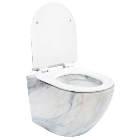 Wandhängendes WC, Granit Glänzend, Rimless, 49x37 cm, Duroplast-Deckel, Sanitärkeramik, Ben