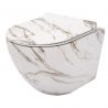 Wandhängendes WC, Marmoroberfläche, Rimless, 49x37 cm, Duroplast-Deckel, Sanitärkeramik, Ben