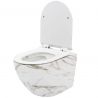 Wandhängendes WC, Marmoroberfläche, Rimless, 49x37 cm, Duroplast-Deckel, Sanitärkeramik, Ben
