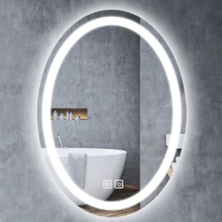 LED-Spiegel, Anti-Beschlag und Touch-Taste, 3 Lichtfarben, Einstellbare Helligkeit, Maße 50-75x70-100 cm, Fiesta