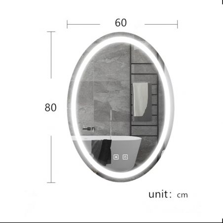 LED-Spiegel, Anti-Beschlag und Touch-Taste, 3 Lichtfarben, Einstellbare Helligkeit, Maße 50-75x70-100 cm, Fiesta