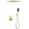 Duschsystem, Regendusche und Wasserfall mit Einbau in die Decke, Mattgold, Einbauarmatur mit Thermostat, Amigo