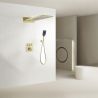 Duschsystem, Regendusche und Wasserfall mit Wandmontage, eingebauter Wasserhahn mit Thermostat, Mattgold, Gitano