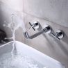 Waschbecken- und Badewannenarmatur, Einbau-Montage, mit drehbarem Auslauf, Perlator, Doppelsteuerung, Chrom, Messing, Melody