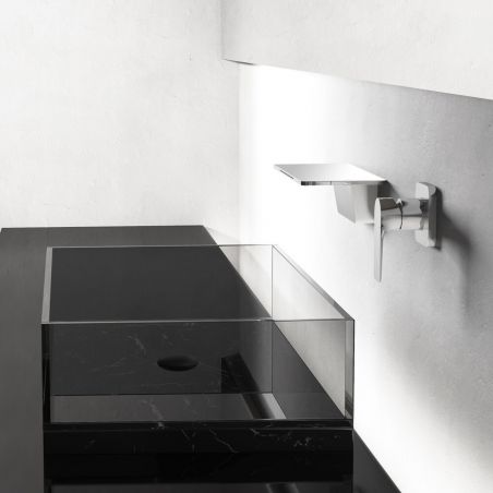 Waschbeckenarmatur, Wasserfall-Design, Chrom, Wandmontage, Messing, Einhebelmischer, Fantezia