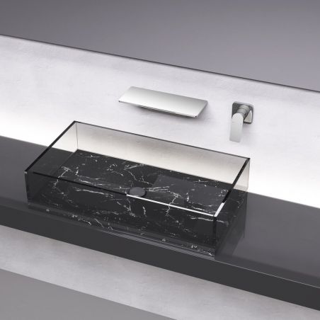 Waschbeckenarmatur, Wasserfall-Design, Chrom, Wandmontage, Messing, Einhebelmischer, Fantezia
