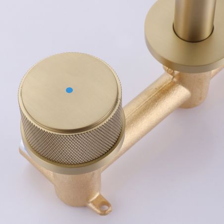 Waschbecken- und Badewannenarmatur, Einbau-Montage, mit Perlator, Doppelte Steuerung, Mattgold, Messing, Carisma