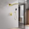 Duschsystem, Regendusche und Wasserfall mit Wandmontage, eingebauter Wasserhahn mit Thermostat, Mattgold, Gitano