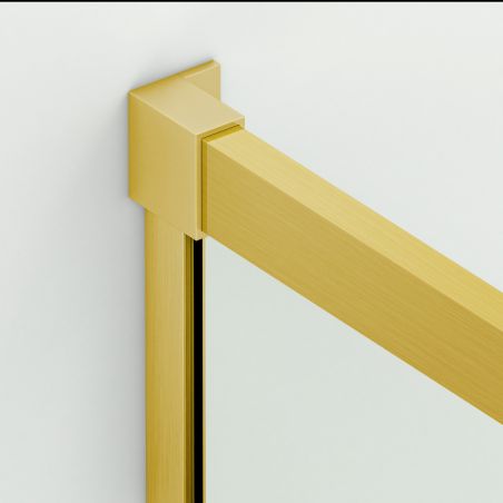 Duschkabine, 2 Schiebetüren, 6 mm Sicherheitsglas, 80-100 x 80-100 cm, mattgoldenes Profil, Medea