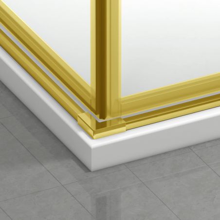 Duschkabine, 2 Schiebetüren, 6 mm Sicherheitsglas, 80-100 x 80-100 cm, mattgoldenes Profil, Medea