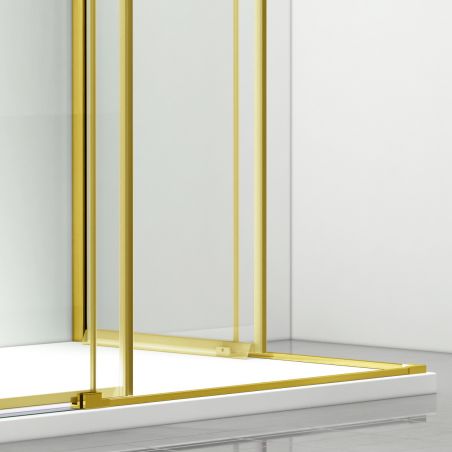 Duschkabine, 2 Schiebetüren, 6 mm Sicherheitsglas, 80-100 x 80-100 cm, mattgoldenes Profil, Medea