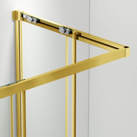 Duschkabine, 2 Schiebetüren, 6 mm Sicherheitsglas, 80-100 x 80-100 cm, mattgoldenes Profil, Medea