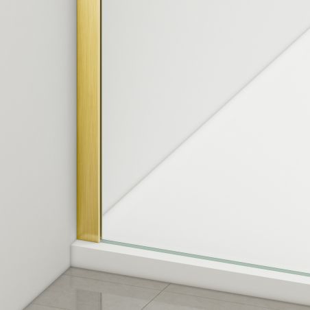 Walk-In Duschwand Ultra-Slim, 8 mm Sicherheitsglas, Maße 80-120x200 cm, mattgoldenes Profil, Nano Easy Clean, Matia