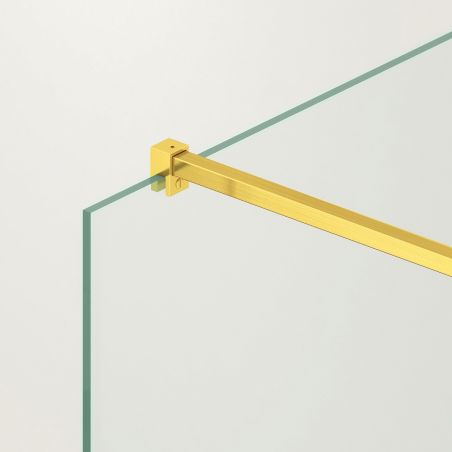 Walk-In Duschwand Ultra-Slim, 8 mm Sicherheitsglas, Maße 80-120x200 cm, mattgoldenes Profil, Nano Easy Clean, Matia