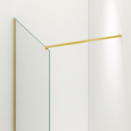 Walk-In Duschwand Ultra-Slim, 8 mm Sicherheitsglas, Maße 80-120x200 cm, mattgoldenes Profil, Nano Easy Clean, Matia