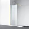 Walk-In Duschwand Ultra-Slim, 8 mm Sicherheitsglas, Maße 80-120x200 cm, mattgoldenes Profil, Nano Easy Clean, Matia