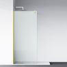 Walk-In Duschwand Ultra-Slim, 8 mm Sicherheitsglas, Maße 80-120x200 cm, mattgoldenes Profil, Nano Easy Clean, Matia