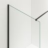 Duschwand für die Badewanne, feststehend, transparent, Mattschwarz-Profile, Sicherheitsglas 8 mm, 80-90x150 cm, Nora