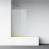 Duschwand für die Badewanne, feststehend, transparent, Mattgold-Profile, 8 mm Sicherheitsglas, 80-90x150 cmm, Nora