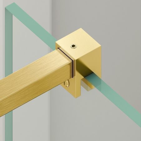 Duschwand für die Badewanne, feststehend, transparent, Mattgold-Profile, 8 mm Sicherheitsglas, 80-90x150 cmm, Nora