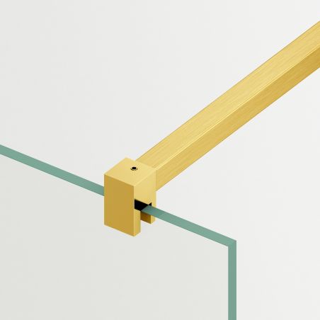 Duschwand für die Badewanne, feststehend, transparent, Mattgold-Profile, 8 mm Sicherheitsglas, 80-90x150 cmm, Nora