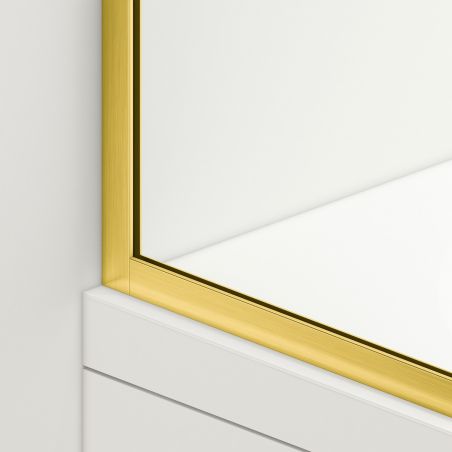 Duschwand für die Badewanne, feststehend, transparent, Mattgold-Profile, 8 mm Sicherheitsglas, 80-90x150 cmm, Nora