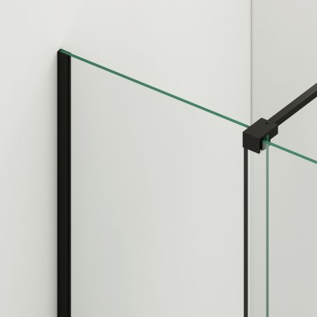 Walk-In Duschwand, 6 mm Sicherheitsglas, 2 Elemente, gleitend, Maße 100-120x200 cm, Mattschwarz, Benito
