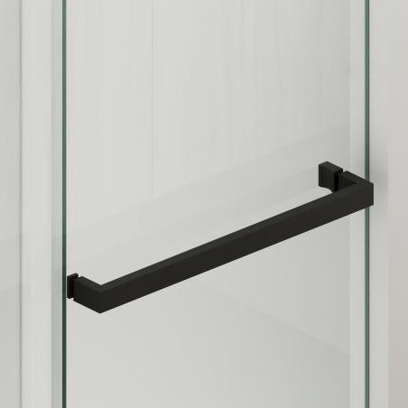 Walk-In Duschwand, 6 mm Sicherheitsglas, 2 Elemente, gleitend, Maße 100-120x200 cm, Mattschwarz, Benito