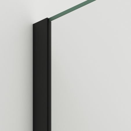 Walk-In Duschwand, 6 mm Sicherheitsglas, 2 Elemente, gleitend, Maße 100-120x200 cm, Mattschwarz, Benito