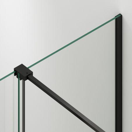 Walk-In Duschwand, 6 mm Sicherheitsglas, 2 Elemente, gleitend, Maße 100-120x200 cm, Mattschwarz, Benito
