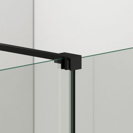 Walk-In Duschwand, 6 mm Sicherheitsglas, 2 Elemente, gleitend, Maße 100-120x200 cm, Mattschwarz, Benito