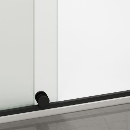 Walk-In Duschwand, 6 mm Sicherheitsglas, 2 Elemente, gleitend, Maße 100-120x200 cm, Mattschwarz, Benito