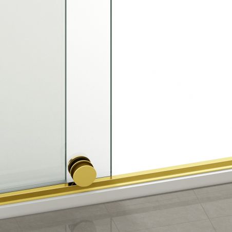 Walk-In Duschwand, 6 mm Sicherheitsglas, 2 Elemente, gleitend, Maße 100-120x200 cm, Mattgold, Benito