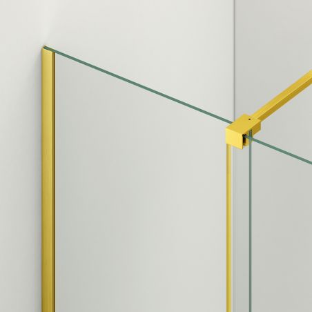 Walk-In Duschwand, 6 mm Sicherheitsglas, 2 Elemente, gleitend, Maße 100-120x200 cm, Mattgold, Benito