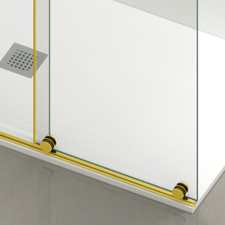 Walk-In Duschwand, 6 mm Sicherheitsglas, 2 Elemente, gleitend, Maße 100-120x200 cm, Mattgold, Benito