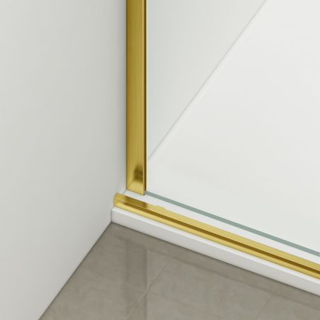 Walk-In Duschwand, 6 mm Sicherheitsglas, 2 Elemente, gleitend, Maße 100-120x200 cm, Mattgold, Benito