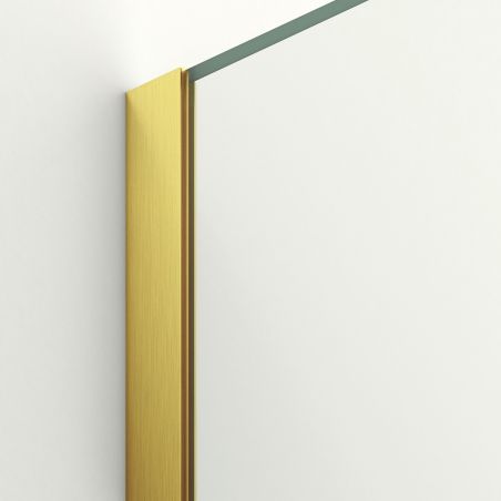 Walk-In Duschwand, 6 mm Sicherheitsglas, 2 Elemente, gleitend, Maße 100-120x200 cm, Mattgold, Benito