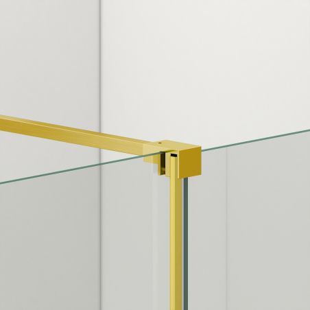 Walk-In Duschwand, 6 mm Sicherheitsglas, 2 Elemente, gleitend, Maße 100-120x200 cm, Mattgold, Benito