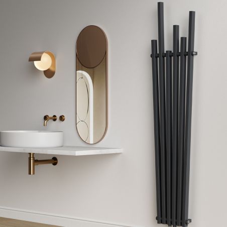 Heizkörper, Anthrazit, 180 x 42 cm, 687 W, 6 Elemente, Stahl, Modernes Design, Enes Heizkörper, Anthrazit, 180 x 42 cm, 687 W, 6 Elemente, Stahl, Modernes Design, Enes