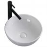 Waschbecken, Weiß Glänzend, Durchmesser 40 cm, Sanitärkeramik, Aufsatzmontage, Leona