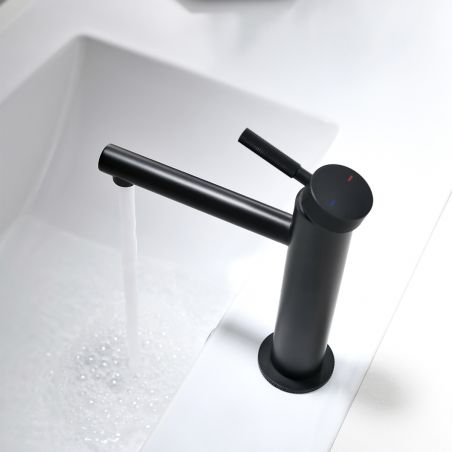 Waschbeckenarmatur EGO-Tiona Black, Waschbeckenmontage, Mattschwarz, mit Perlator, außergewöhnliches Design
