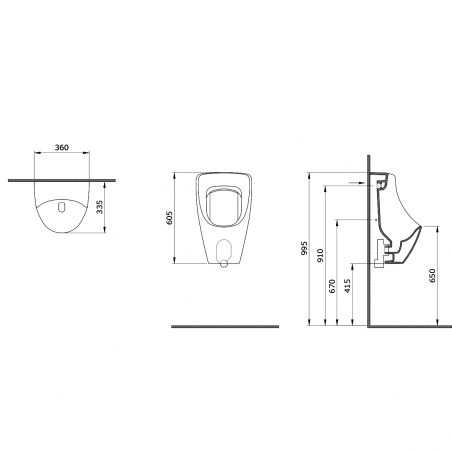 Urinal in Glänzend Weiß mit oberem Wasserzulauf, 36x60 cm, Sanitärkeramik, Nicolo